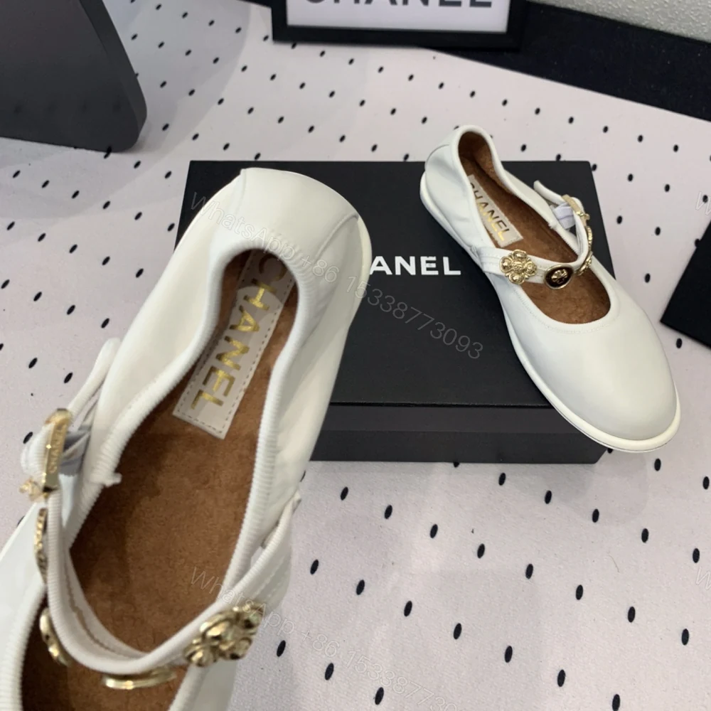 View 4 of 高仿Chanel*G45778T圓頭塔扣瑪麗珍鞋白色免檢版