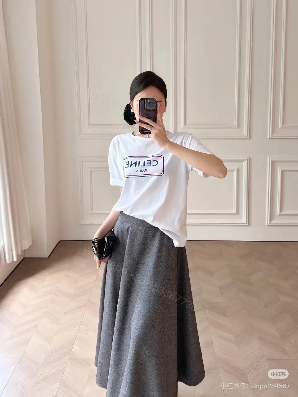 View 3 of White Cotton Tee Modern Lux Logo Tee
