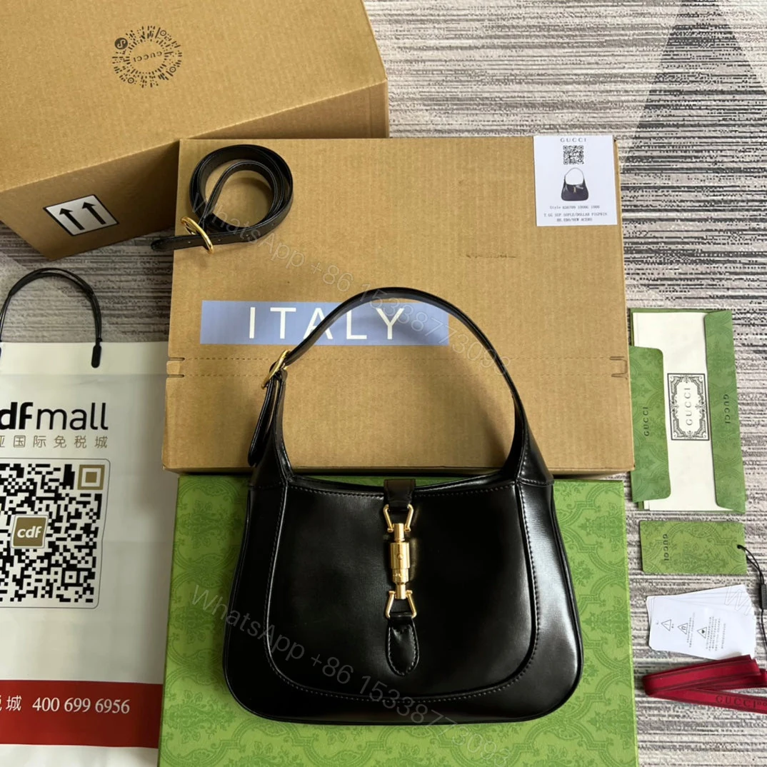 GG JACKIE SMALL 28 SHOULDER BAG IN BLACK CALFSKIN — view 1