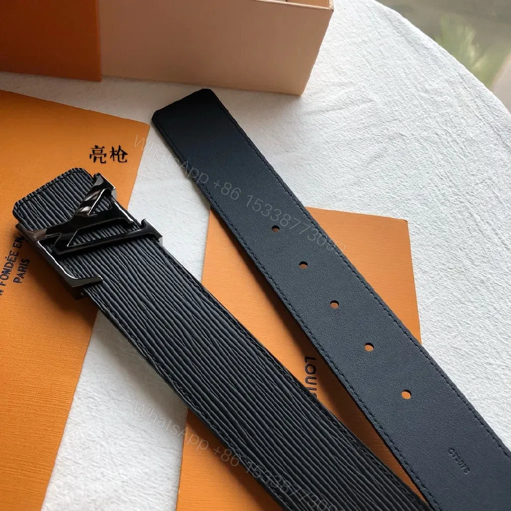 View 6 of Black Leather Wide Belt with Bold Signature Buckle