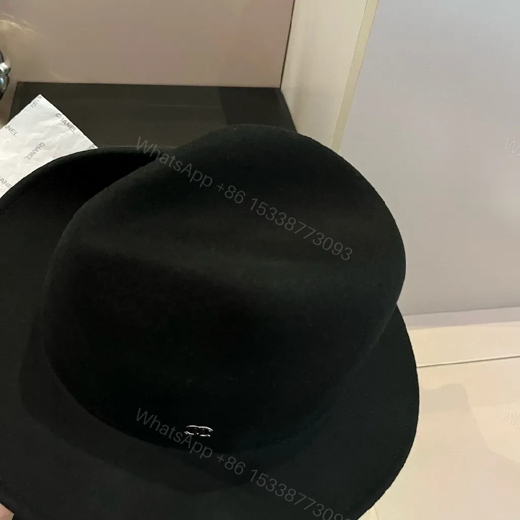 View 4 of Black Wool Fedora with Luxe Logo Edge Hat