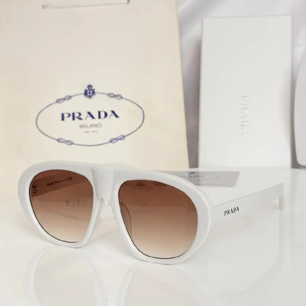 View 8 of Tortoise Shell Modern Oversized Sunglasses, Glossy Acetate, PRADA-Trimmed