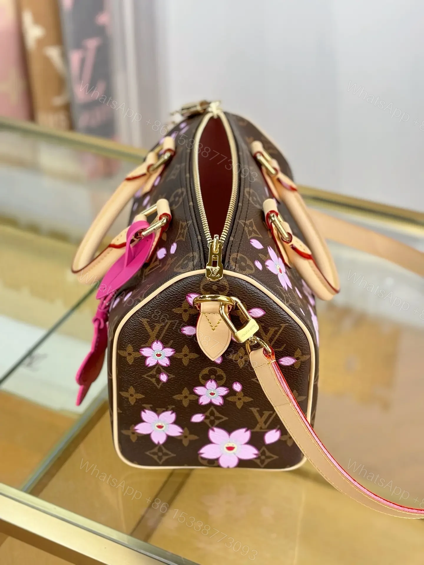 View 5 of Louis Vuitton x Takashi Murakami Monogram Cherry Blossom Speedy Bandoulière 25
