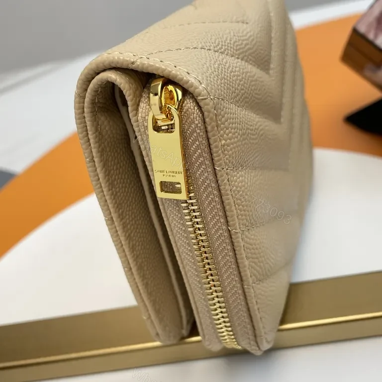 View 5 of Chic Quilted Wallet on a Chain with Gold Hardware