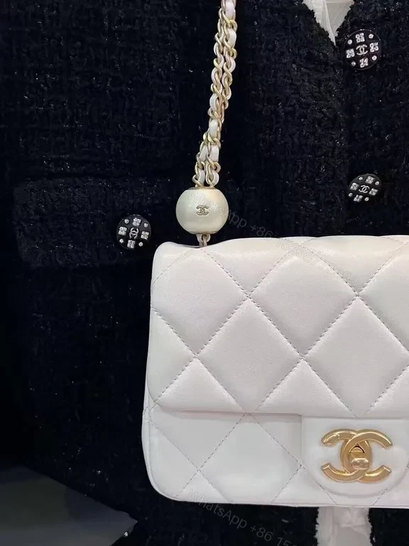 View 2 of Chic White Quilted Flap Bag with Gold Chain â€“ Luxe Everyday Carry
