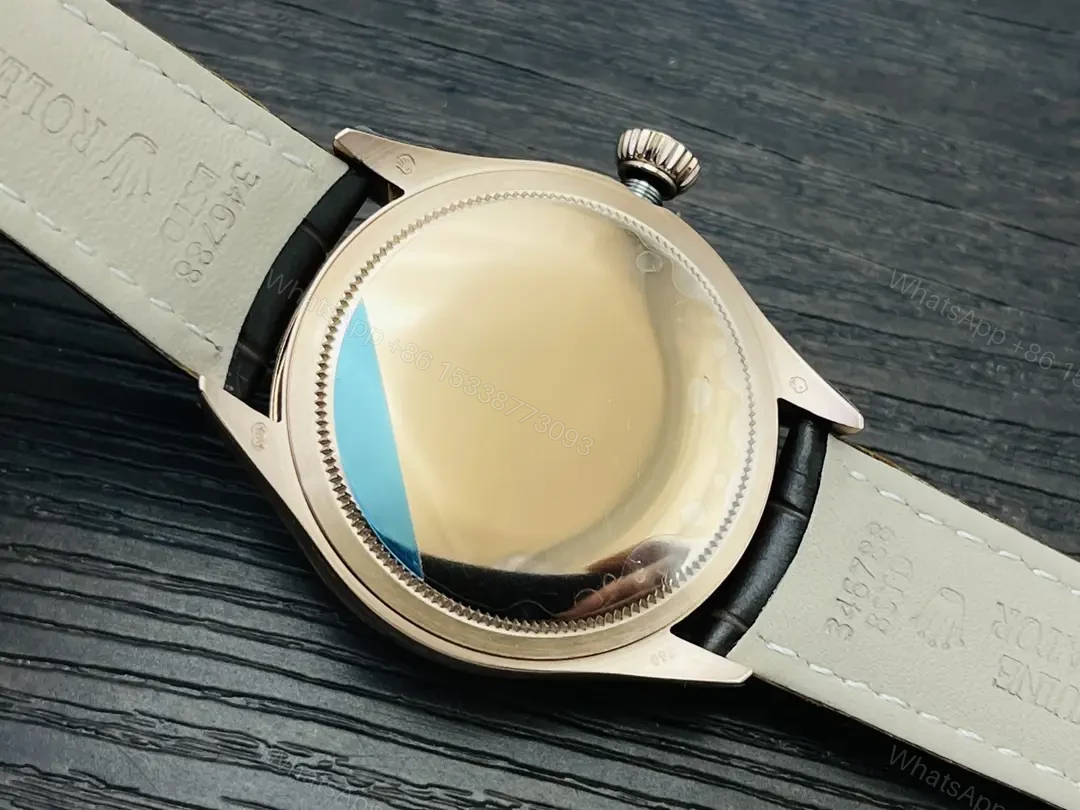 View 7 of Rolex Cellini Date 50515 39mm Everose Silver Alligator Strap Watch 50515-0009
