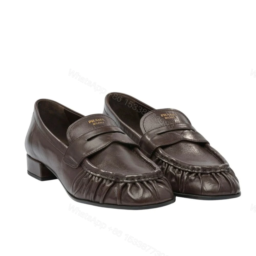 View 11 of Prada Leather Loafers Dark Brown