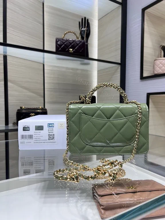 View 2 of Chanel-Inspired Quilted Mini Satchel with Chain Strap