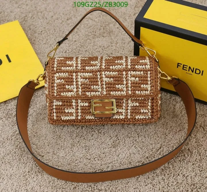 View 3 of Fendi Baguette Black Raffia Bag with Crocheted FF ZB9900