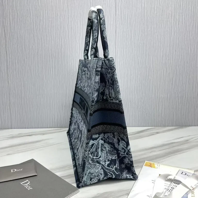 View 4 of Statement Toile Tote: Dior-Inspired Jacquard Tote Bag
