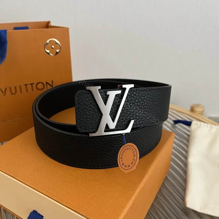 Bold Leather Belt with LV Buckle - Modern, Durable Accessory — view 1