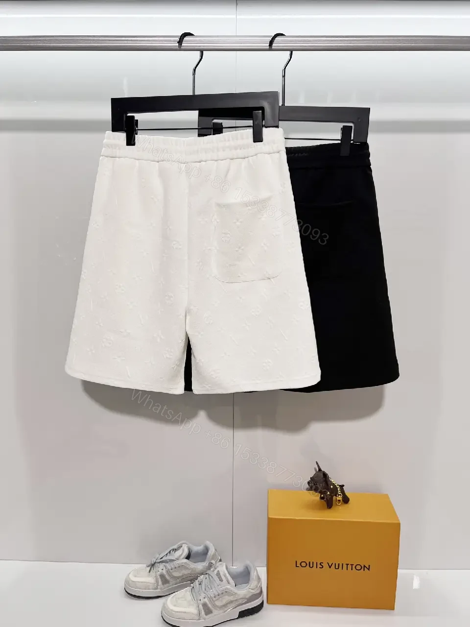 View 10 of White Patterned Swim Shorts — Lightweight, Mid-Thigh Comfort