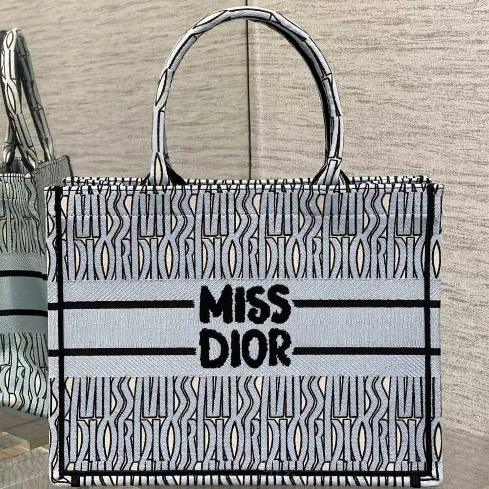 高仿Dior*BookTote系列M129M44W購物袋Miss黑藍中號免檢版 — view 1