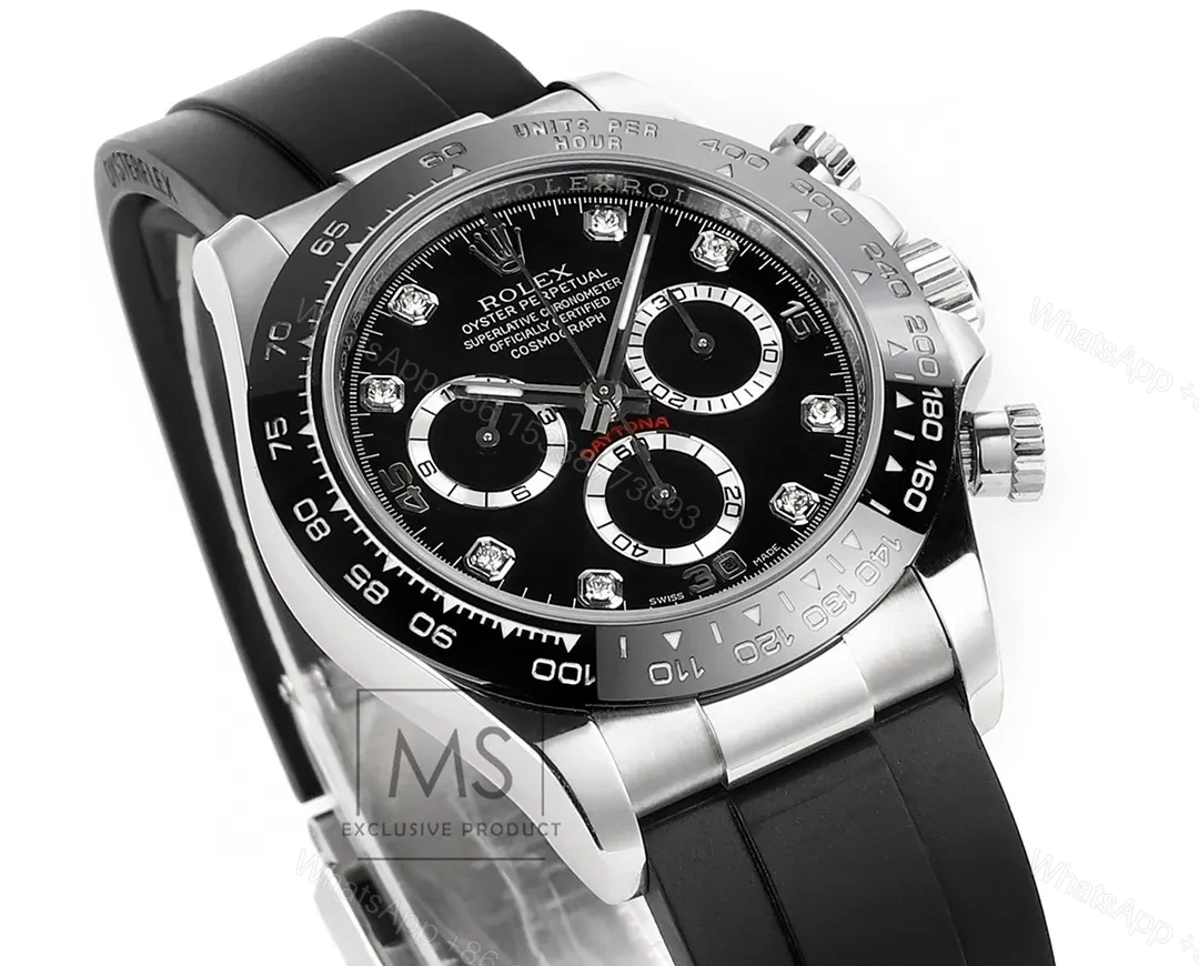 View 5 of GM Factory Clean Factory Rolex Daytona Black Rubber Strap Watch
