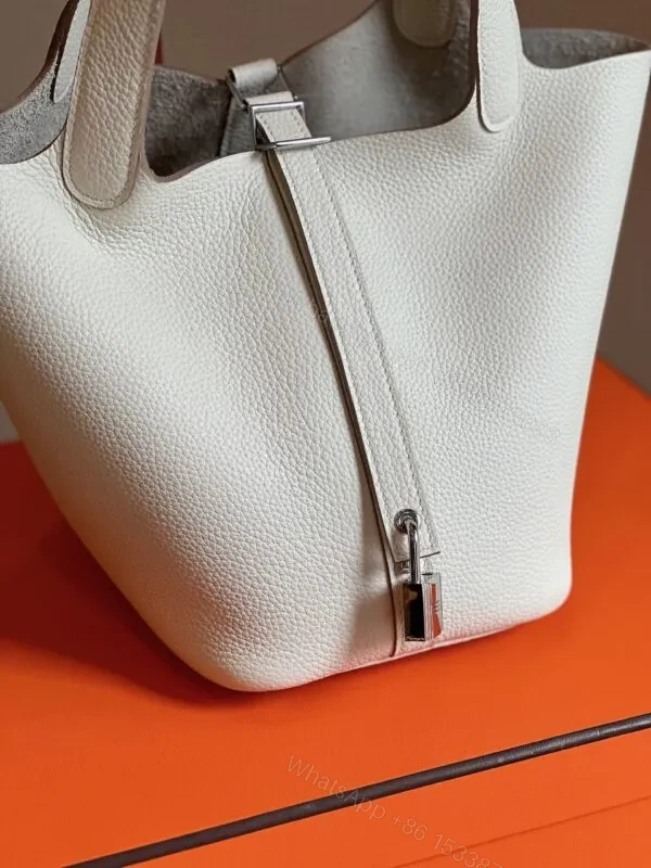 View 3 of HN 18 White Togo Leather Sliver Hardware