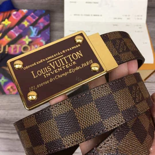 View 4 of LOUIS VUITTON INVENTEUR DAMIER EBENE/GRAPHITE BELT – B159