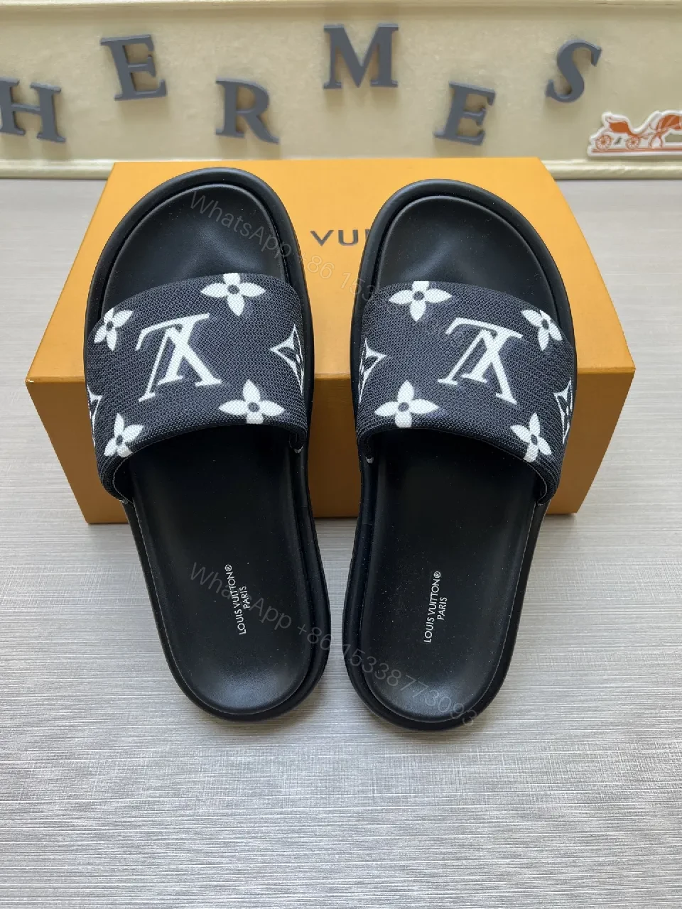 View 4 of Black Monogram Slide: Modern Luxury, All-Day Comfort