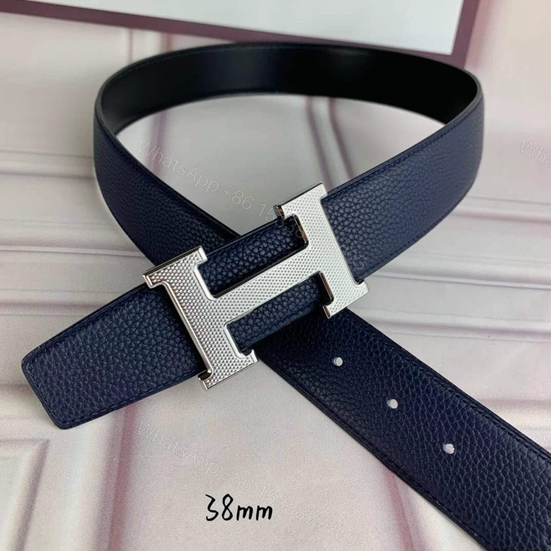 View 2 of HERMES BELT TOGO SWIFT BUCKLE BLUE 38MM