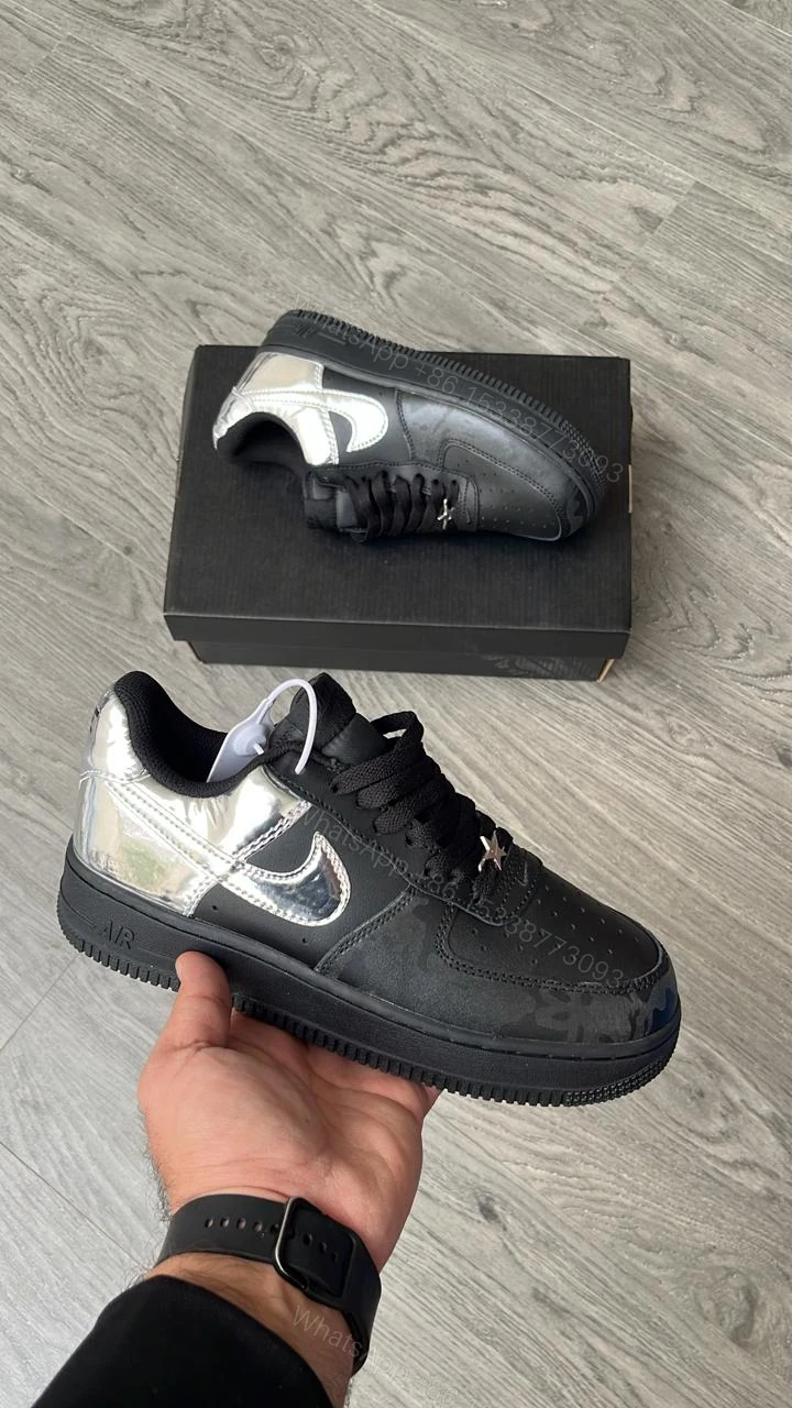 View 2 of FIRST COPY NIKE AIR FORCE ONE METALLIC IN BLACK 2026 SNEAKERS
