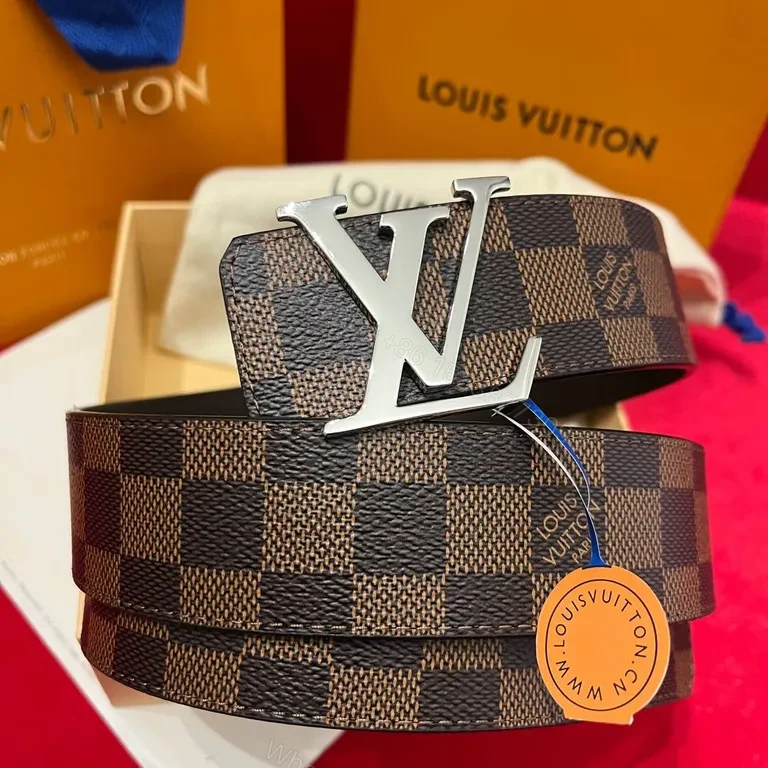 View 4 of Premium Damier LV Belt: Canvas + Stainless Buckle, Adjustable Comfort