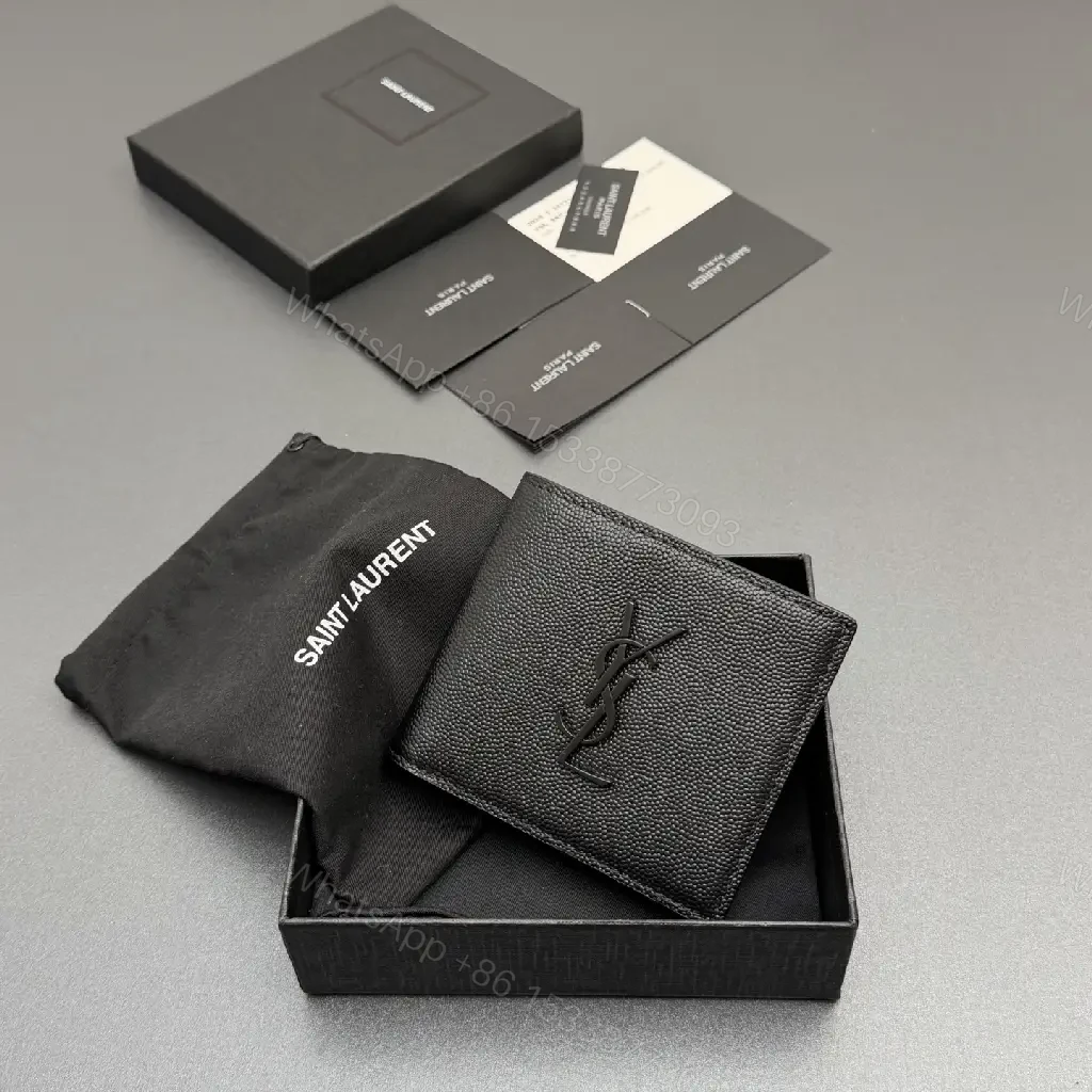View 4 of Compact Leather Wallet with Signature Hardware - Minimalist Luxury