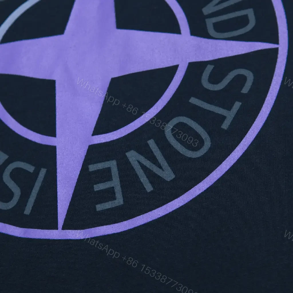 View 9 of Navy Cotton Relaxed Tee with Subtle Graphic Detail