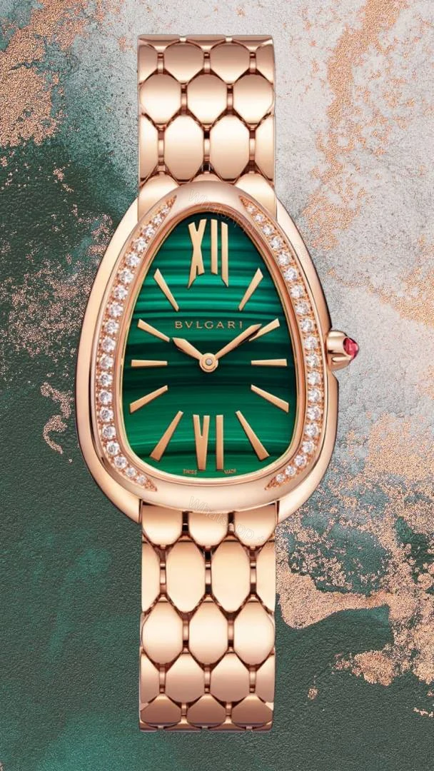View 5 of First Copy Bvlgari Serpenti Rose Gold Green Dial Women’s Analog Watch