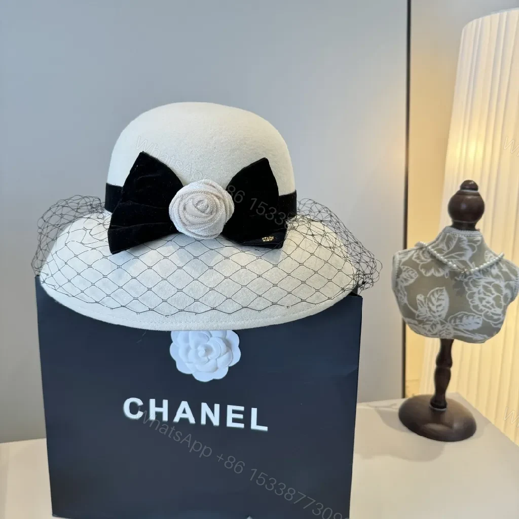 Chic Fedora: Felt, Satin Bow, Veil, Couture Flair, Fedora — view 1