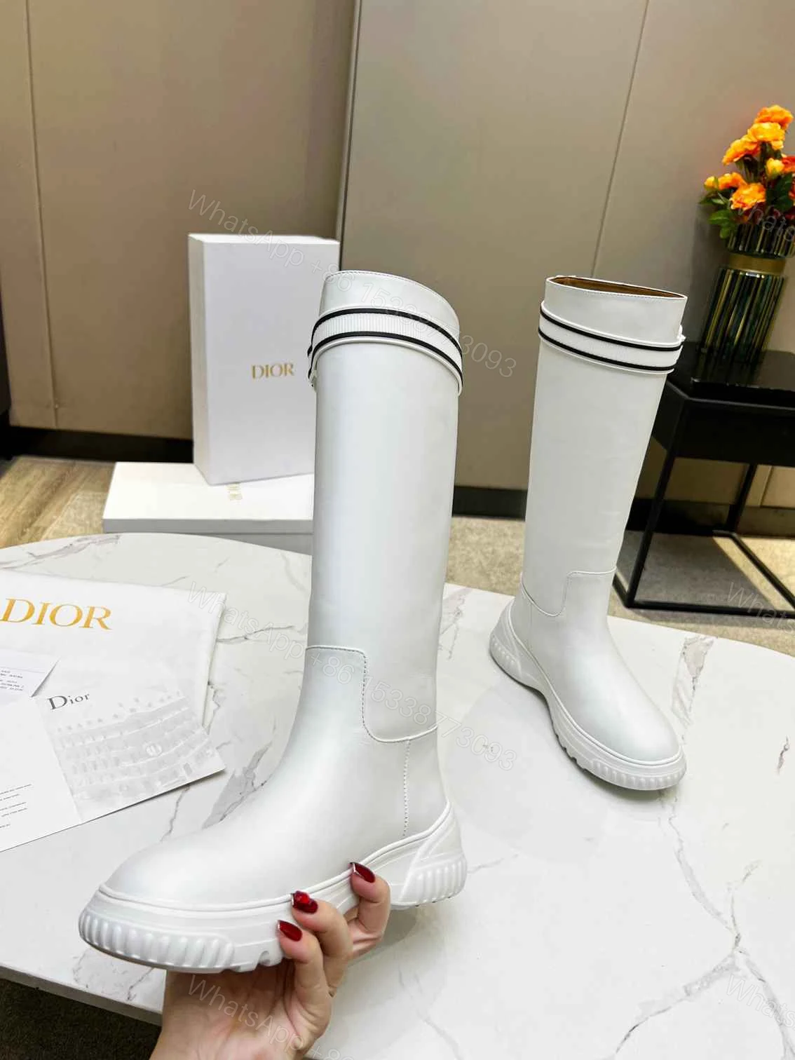View 5 of DIOR D RACER BOOT CALFSKIN WHITE