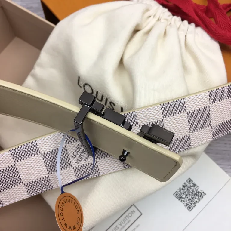 View 6 of Louis Vuitton Damier Belt: Signature Checker, Matte Buckle, Luxury Comfort