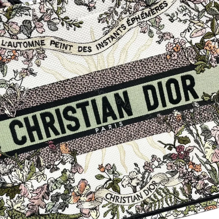 View 2 of Statement Floral Tote with Bold Dior Strips â€“ Everyday Luxury Tote