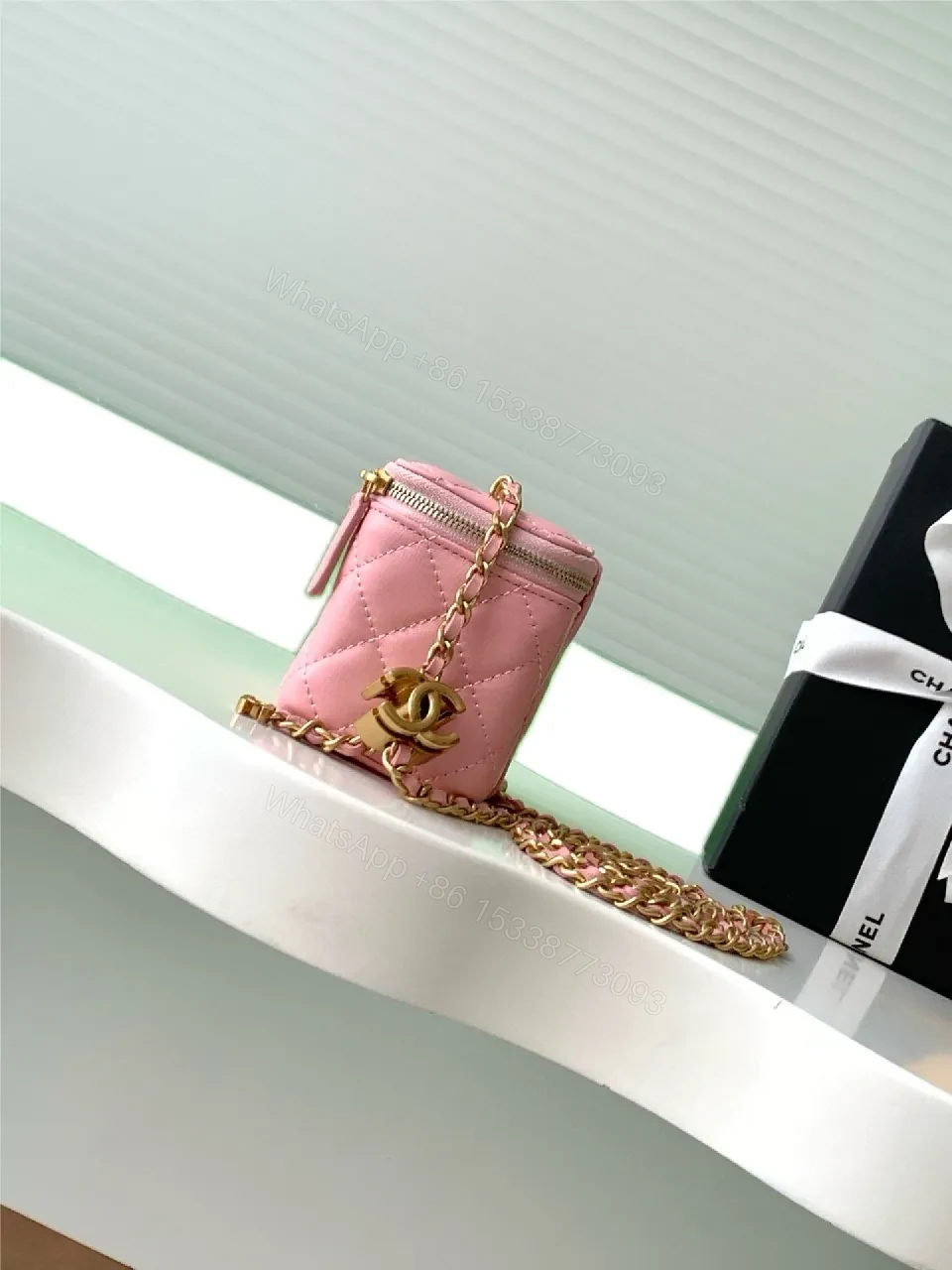 View 8 of Pink Quilted Camera Bag — Gold Hardware, Luxe Mini Satchel