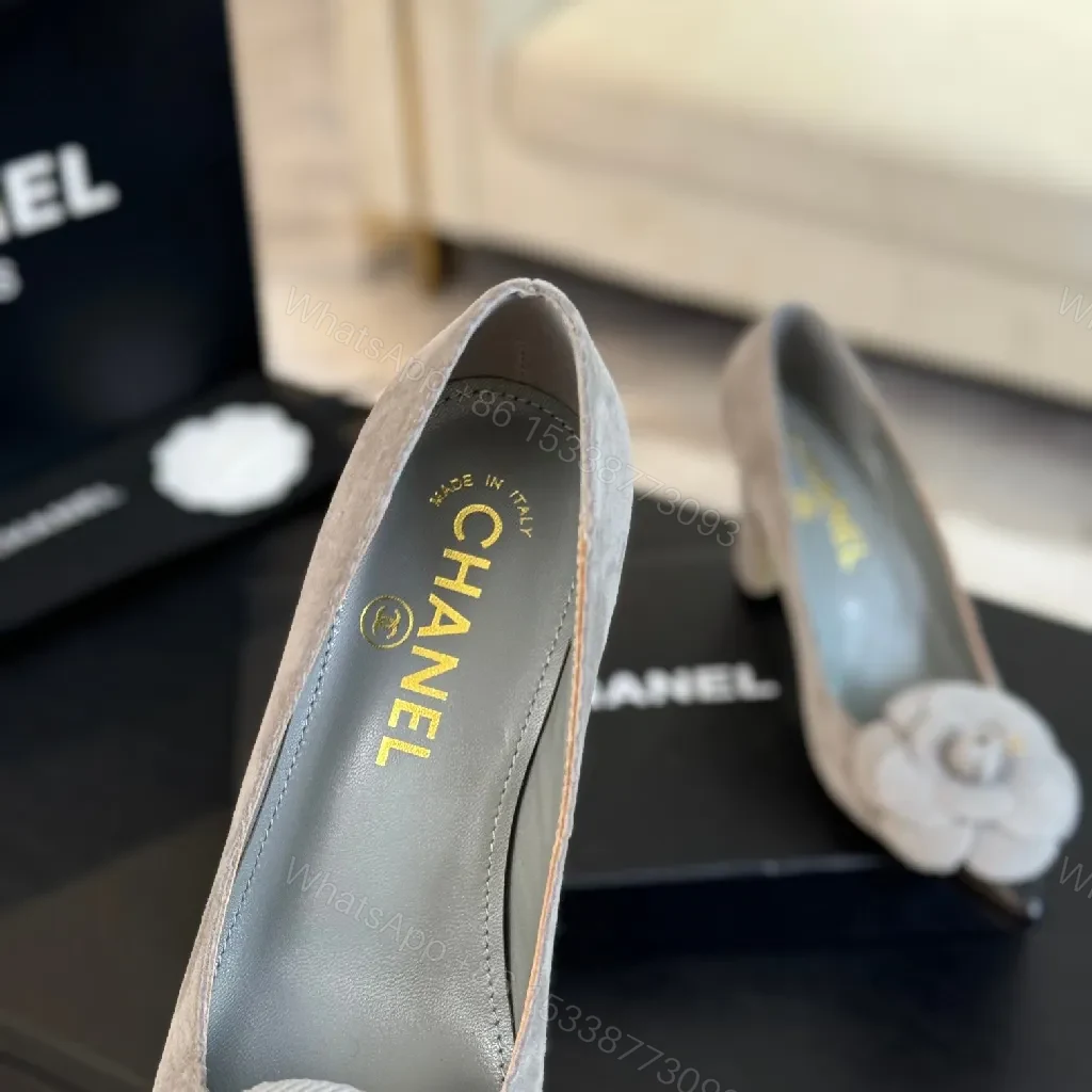View 6 of Soft Taupe Corded-Flower Pumps with Chanel Twist Footwear