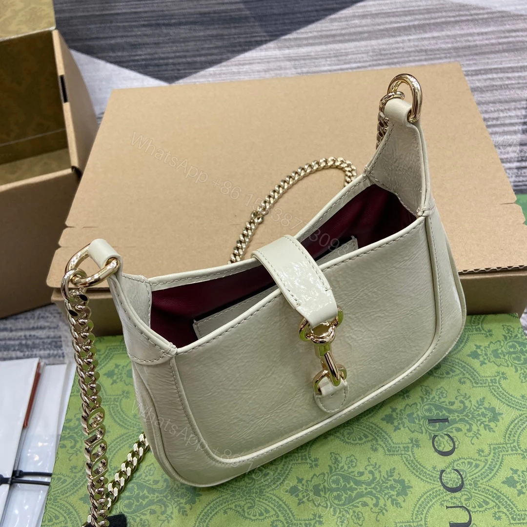 View 4 of JACKIE NOTTE MINI BAG 19 IN WHITE CRACKED LACQUER CALFSKIN GOLD HARDWARE