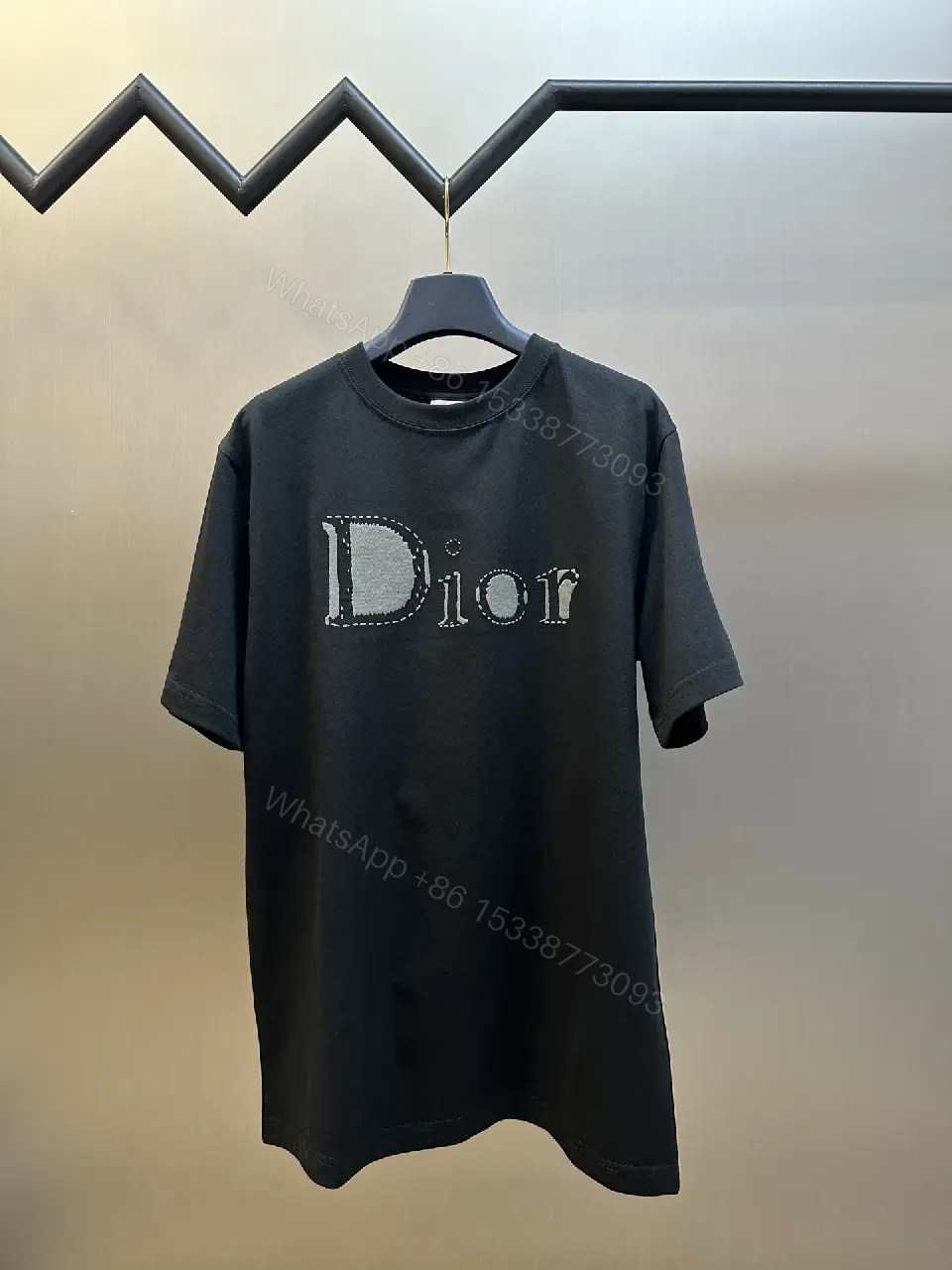 View 2 of Minimalist Black Cotton Tee: Subtle Dior-Inspired Luxury Knit