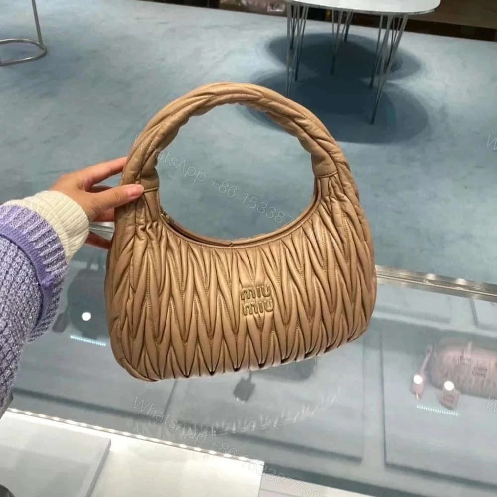 View 3 of MIUMIU WANDER MATELASSÉ NAPPA HOBO BAG CARAMEL 23CM 5BC125 AN88 F098L V OOY