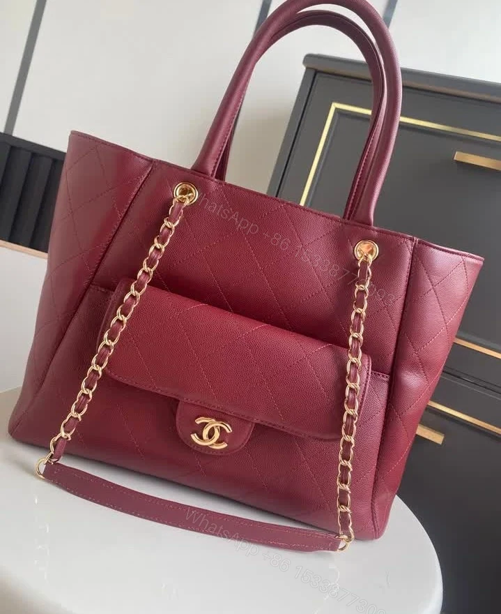 View 4 of Chanel Replica Shopping Tote Bag 6024 Grained Calfskin