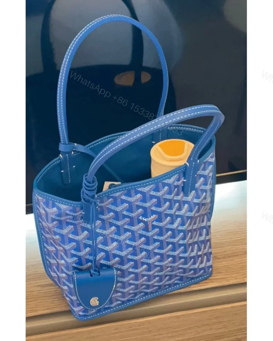 View 3 of Goyard mini anjou bag blue leather