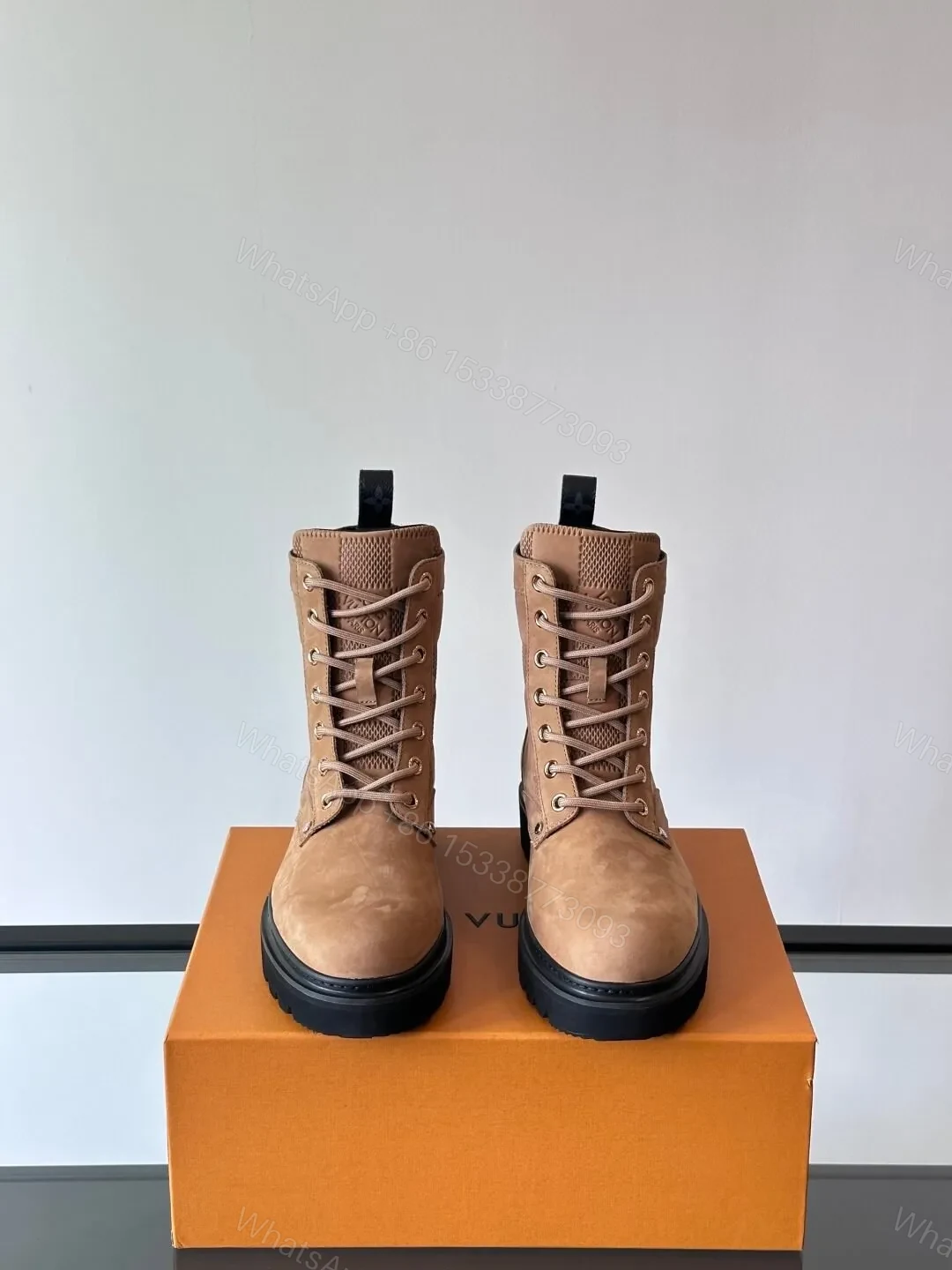 View 2 of LV Men Beige Nubuck Leather Boots