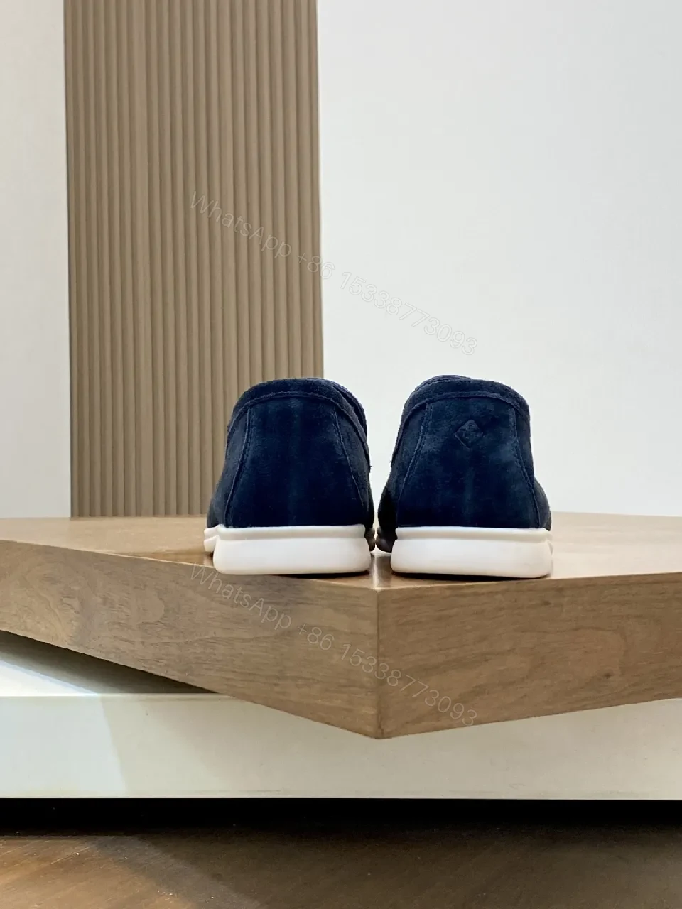 View 3 of Navy Suede Slip-Ons: Textured, Everyday Comfort