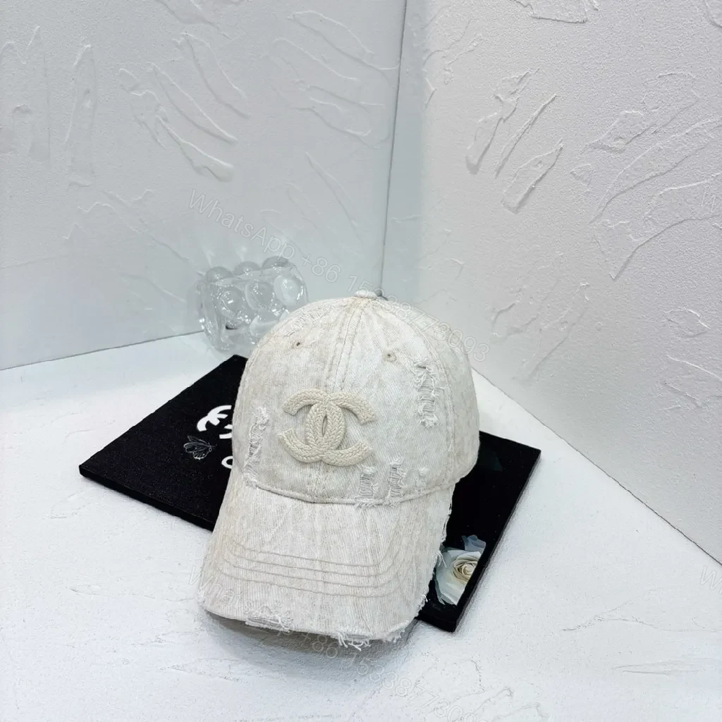 View 6 of Distressed Denim Logo Cap â€“ Tonal Chanel-Inspired Style