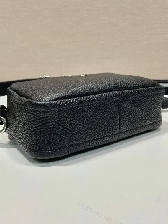 View 9 of Prada Black Pebbled Crossbody: Compact Luxury Bag