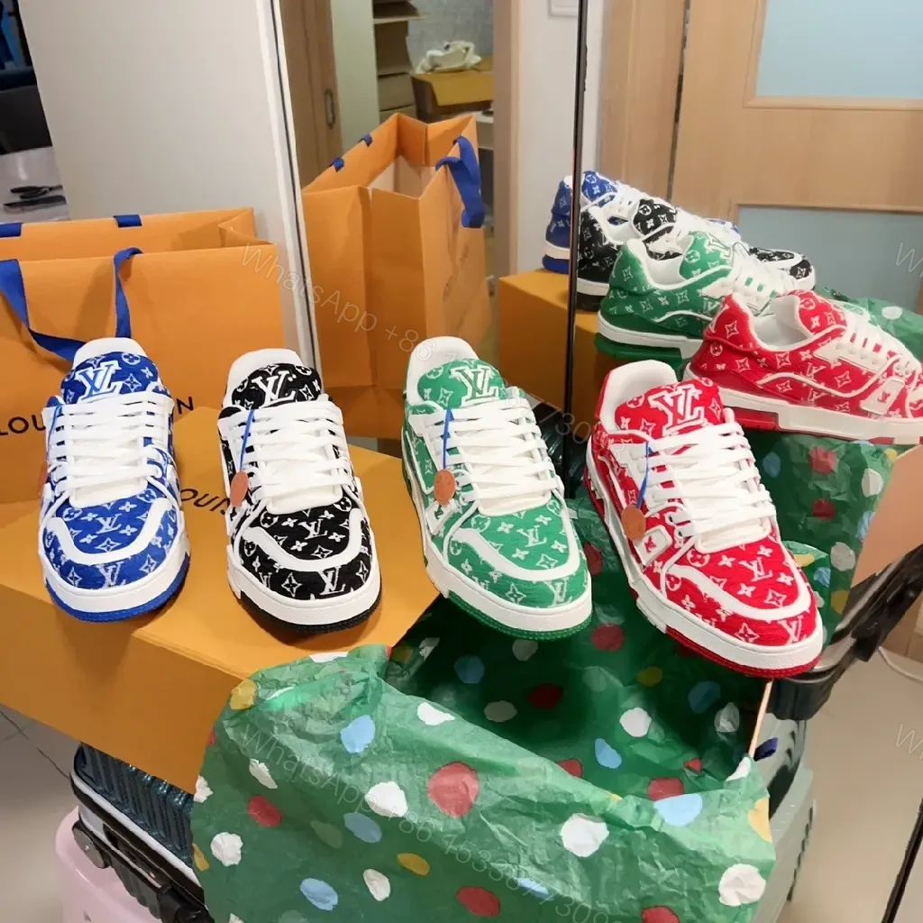 View 4 of Patterned Luxe Sneakers with Signature LV Motif - Bold, Modern Chic