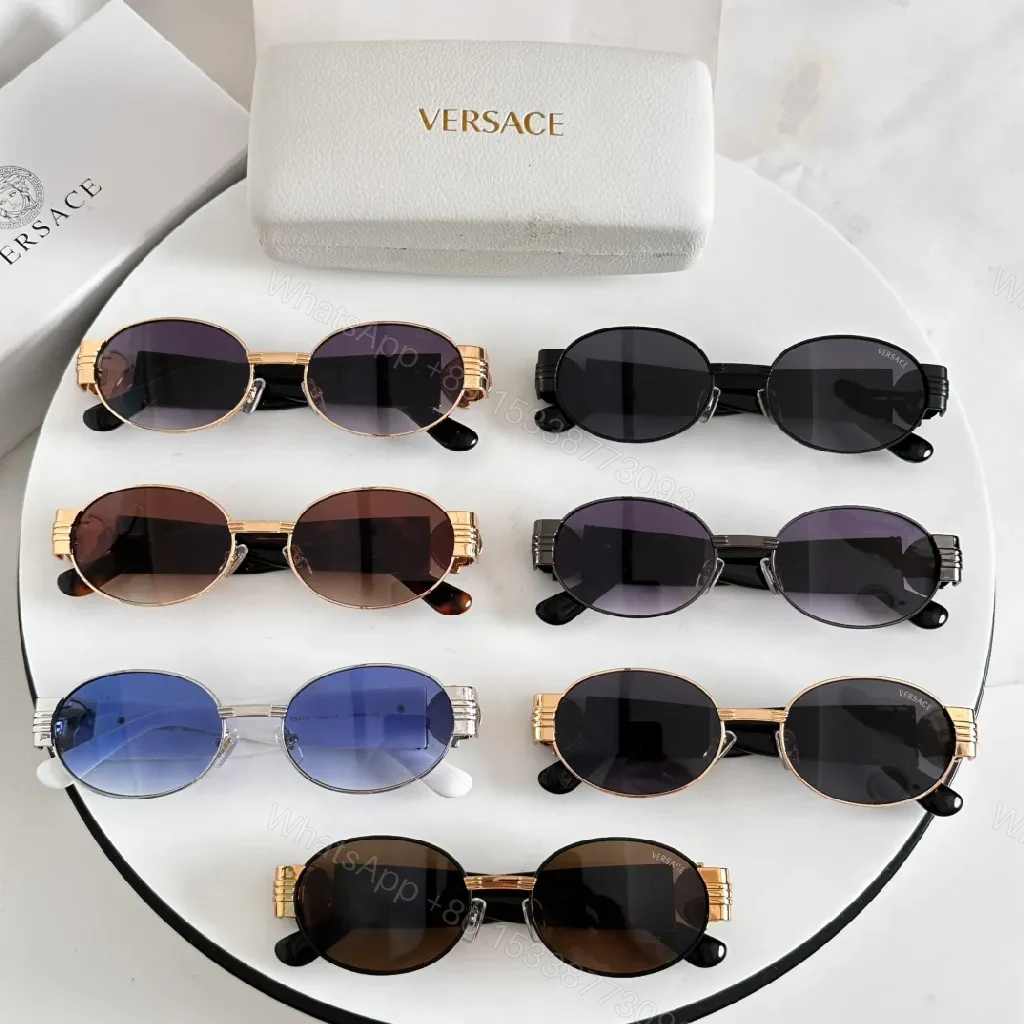 View 6 of Rose-Gold Round Sunglasses with Embellished Intrecciato Frames