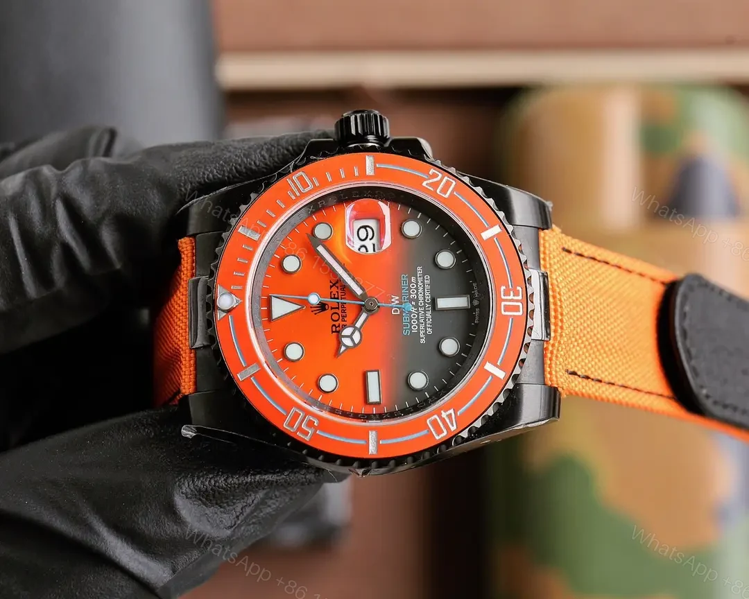 View 4 of Best Rolex DIW Submariner Orangereplica 4oMM Orange Velcro Strap Edition RG-DIW-SUB-ORANGE-VELCRO-40