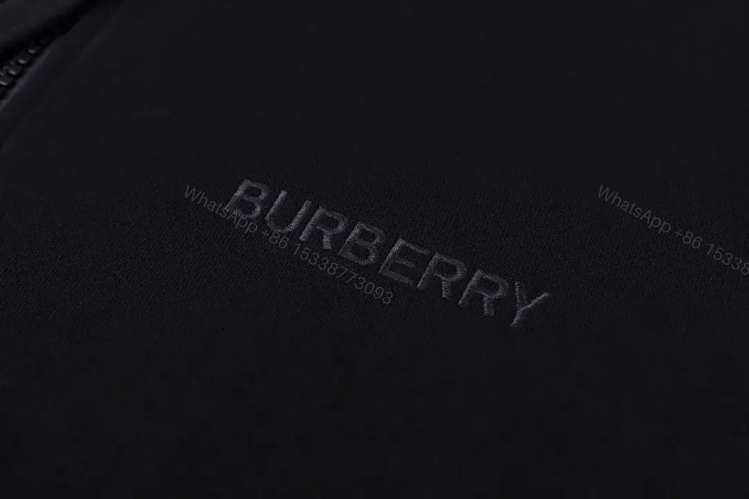 View 10 of Black Cotton Zip Hoodie with Burberry-Check Interior