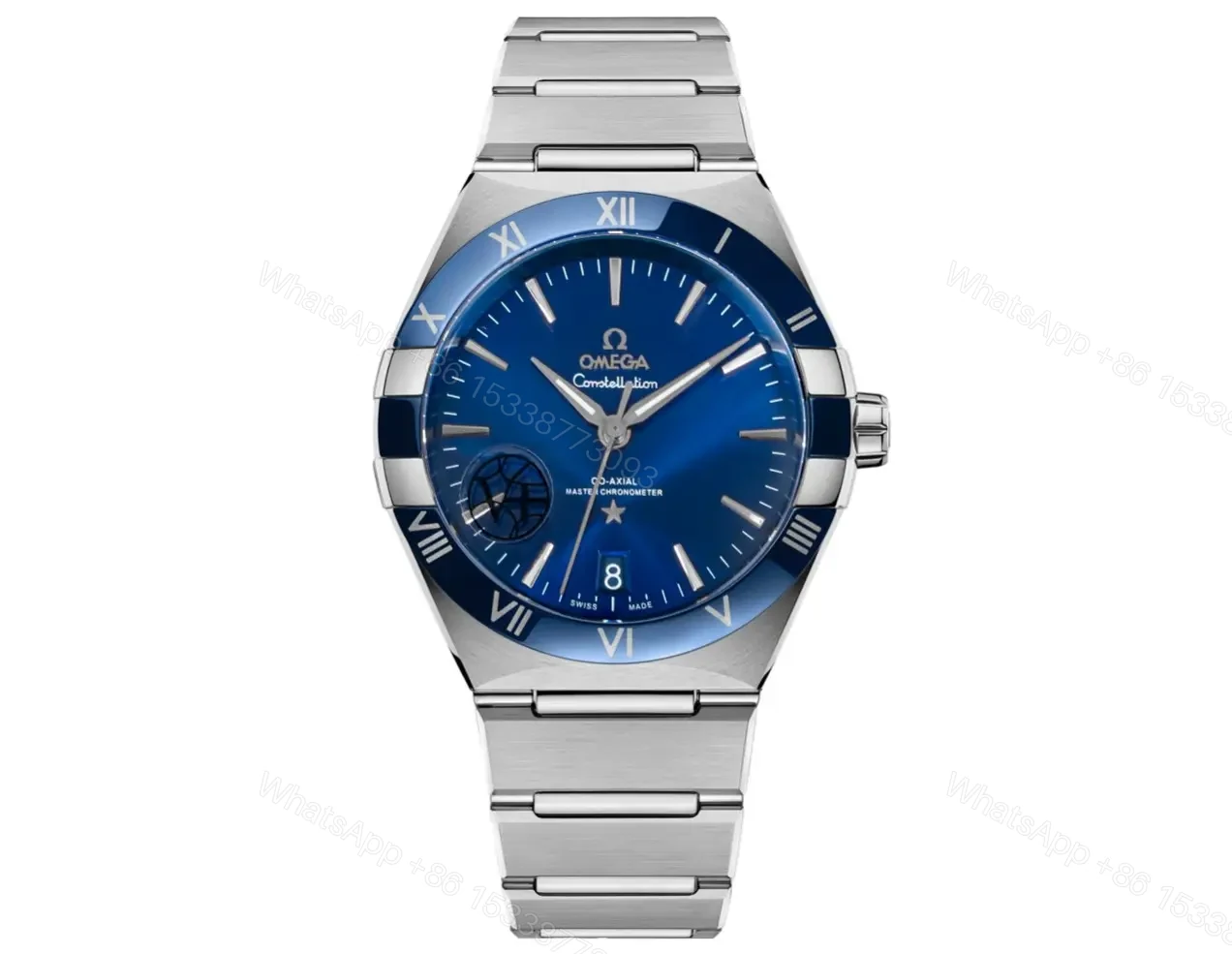 Omega Blue Dial Stainless Steel Bracelet OMEGA-BLU-SS1800 — view 1