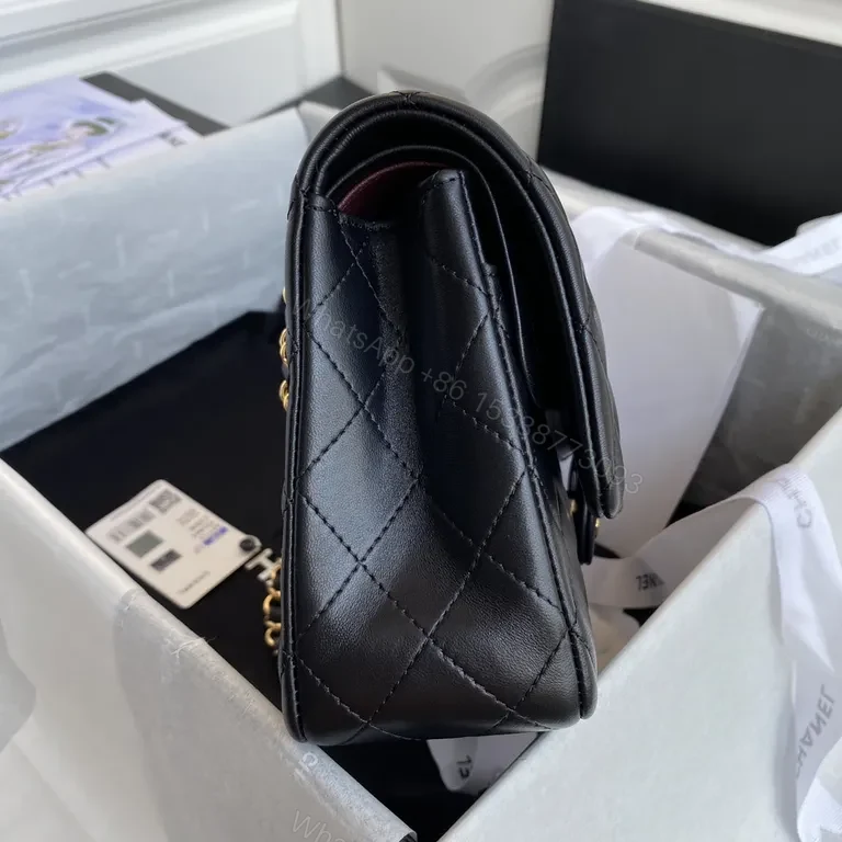 View 2 of Chanel Quilted Black Lambskin Flap Bag â€” Timeless Luxury