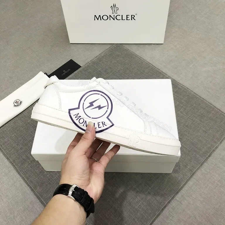 View 5 of White Calfskin Sneaker with Subtle Moncler Emblem - Luxury Casual Sneaker