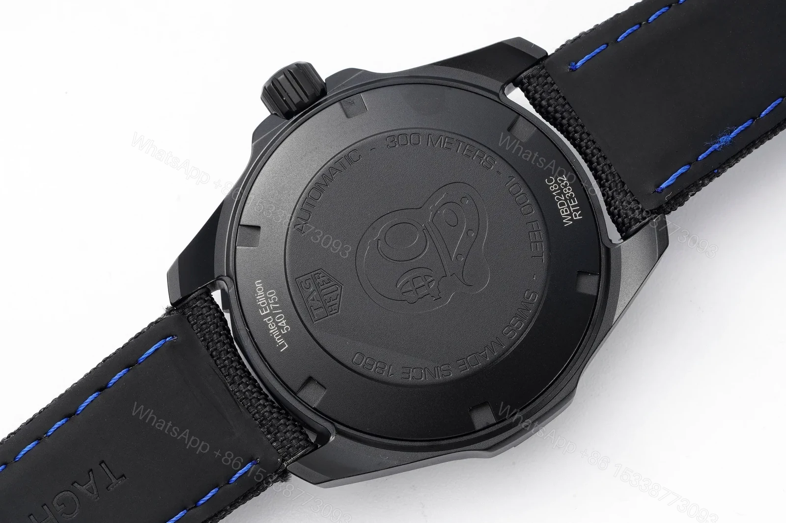View 5 of V6 Factory TAG Heuer Super Series Black Dial Blue Stitching Strap Watch – Elegant Casual, Unique, and Dynamic